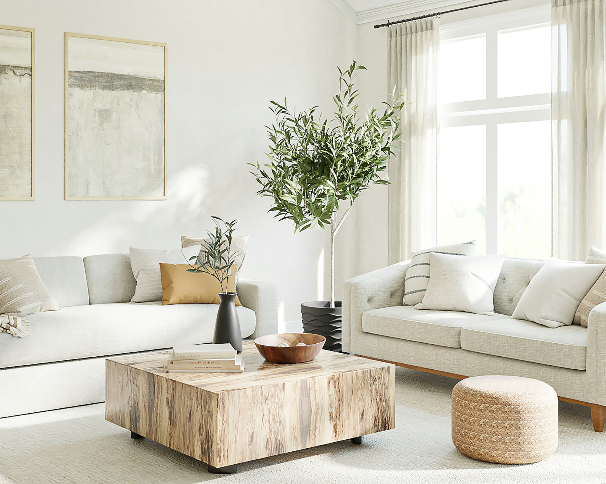 A calm, tidy living room ready for the weekend