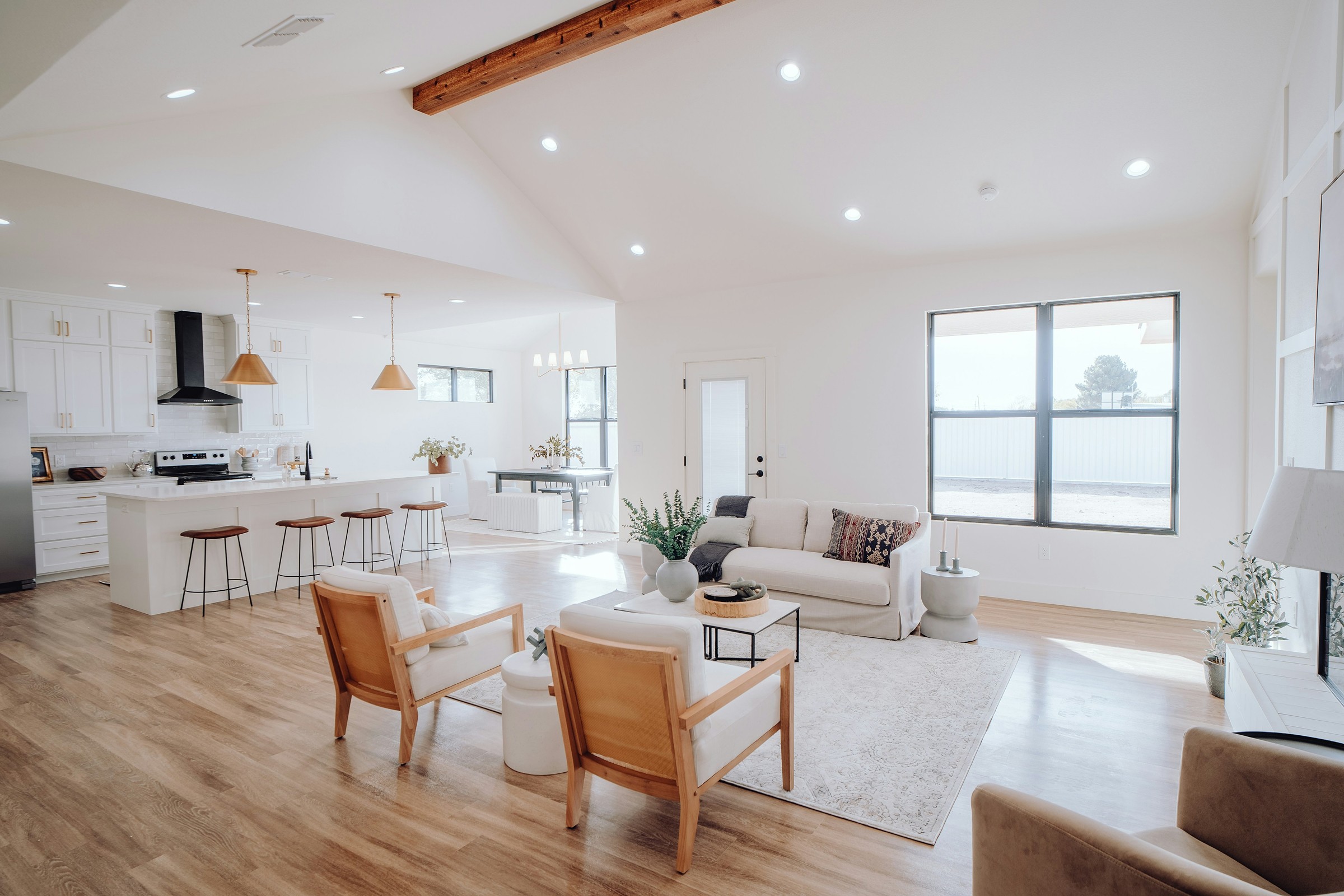 A calm, freshly cleaned North Leeds living room filled with morning light